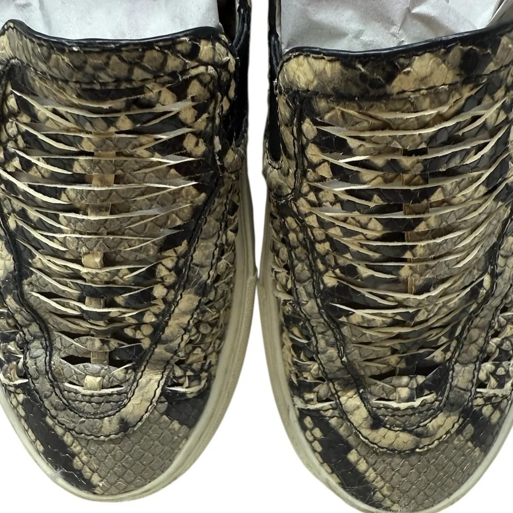 Tory Burch Snakeskin Embossed Leather Huarache Slip-On Sneaker Shoes Size 6.5